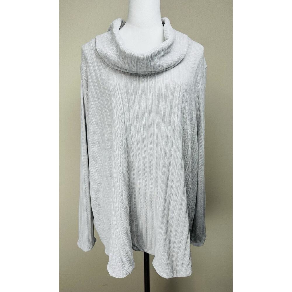 Ruby Rd. Women's Plus‎ Sz. 3X Gray Sweater Cowl Neck Classic Lagenlook